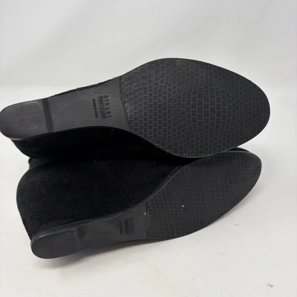 Stuart Weitzman women's suede Fitness wedges 8.5 M black ankle booties